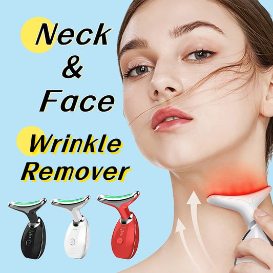 Neck Face Beauty Device Colorful LED Photon Therapy Skin Tighten Anti Wrinkle Remove Lifting Massager