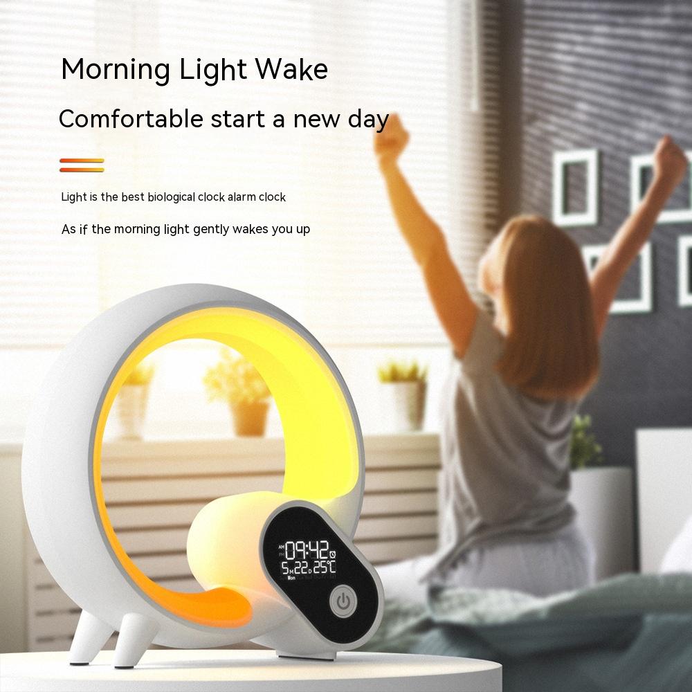 Creative USB Light Digital Display Alarm Clock Bluetooth Audio Colorful Atmosphere Light