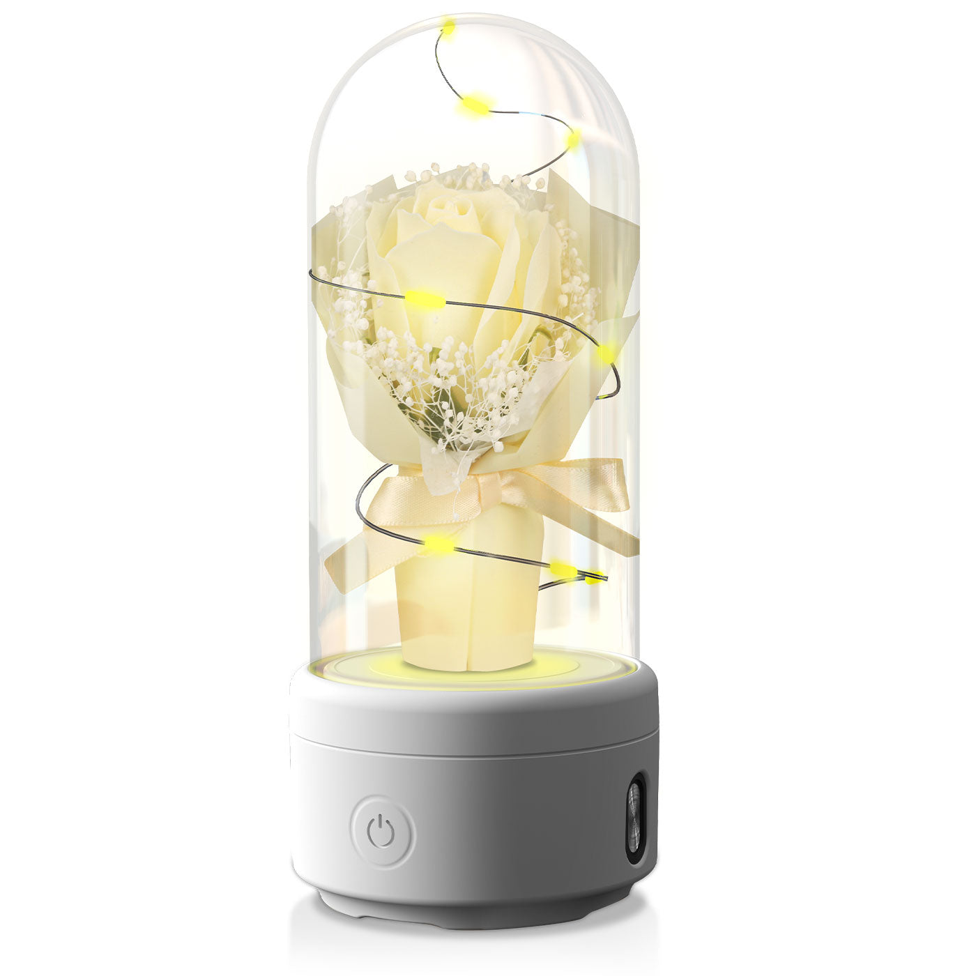 Love Gift 2-in-1 Bouquet LED Light & Bluetooth Speaker Special Gift Rose In Glass Cover