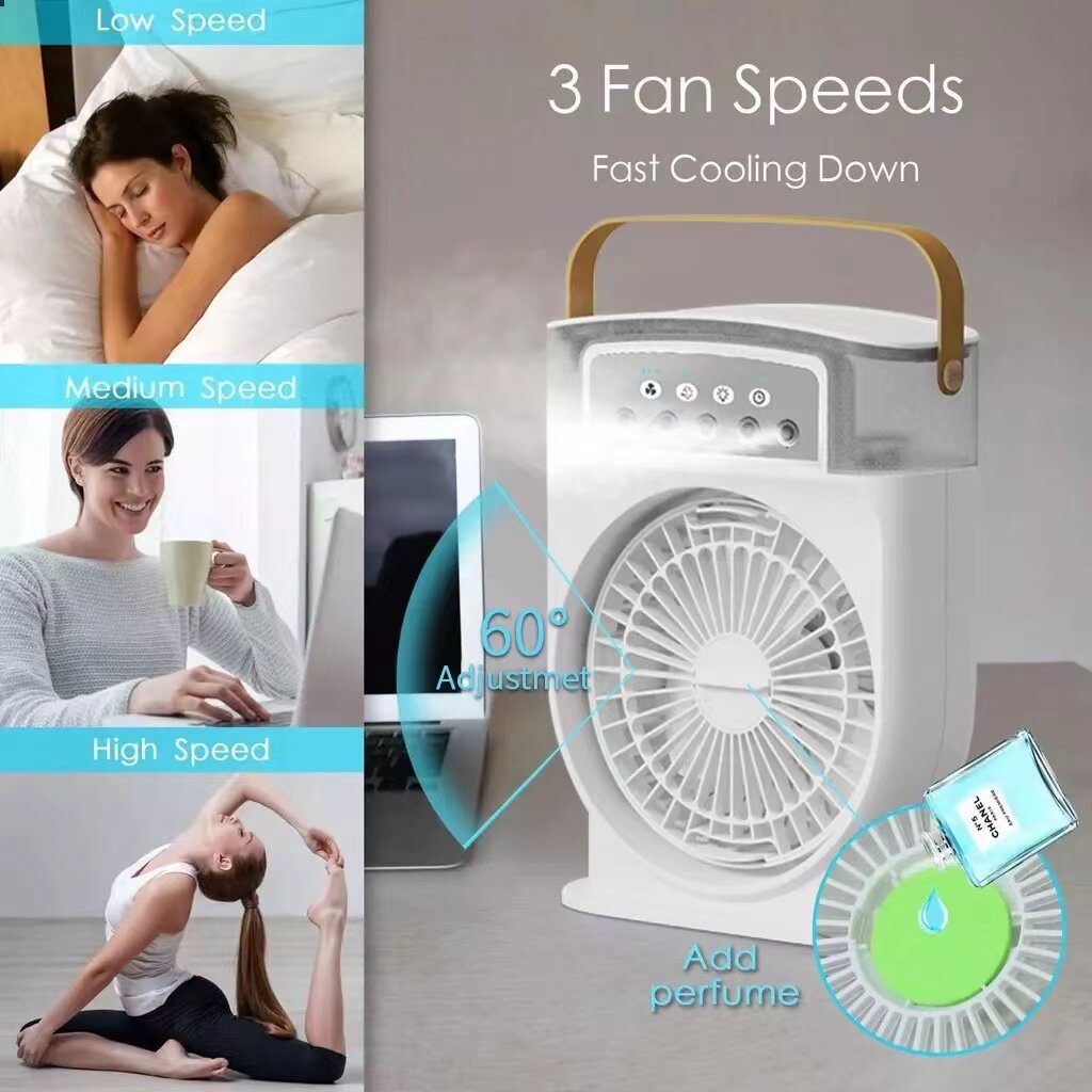 Portable USB Air Conditioner Cooling Fan Spray Mist Humidifier