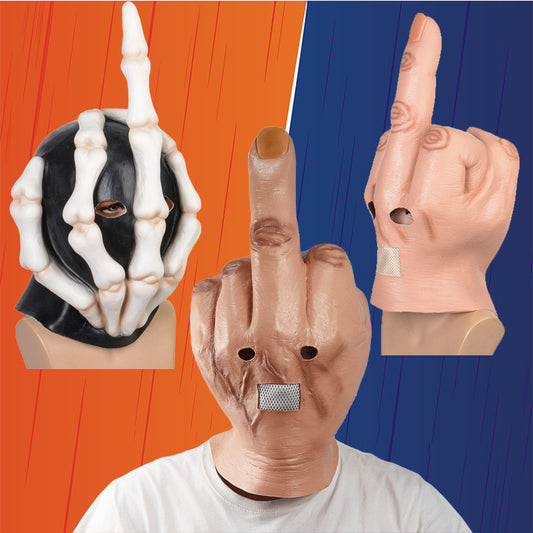 Novelty middle fingers mask latex headgear