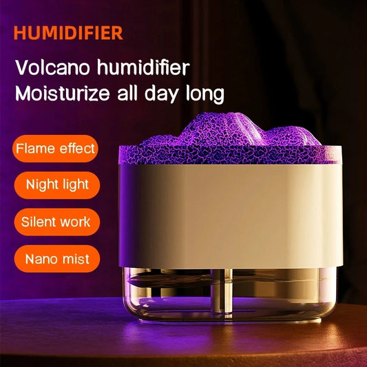 USB Volcano Humidifier Ultrasonic Mist Maker With Colorful Lamp
