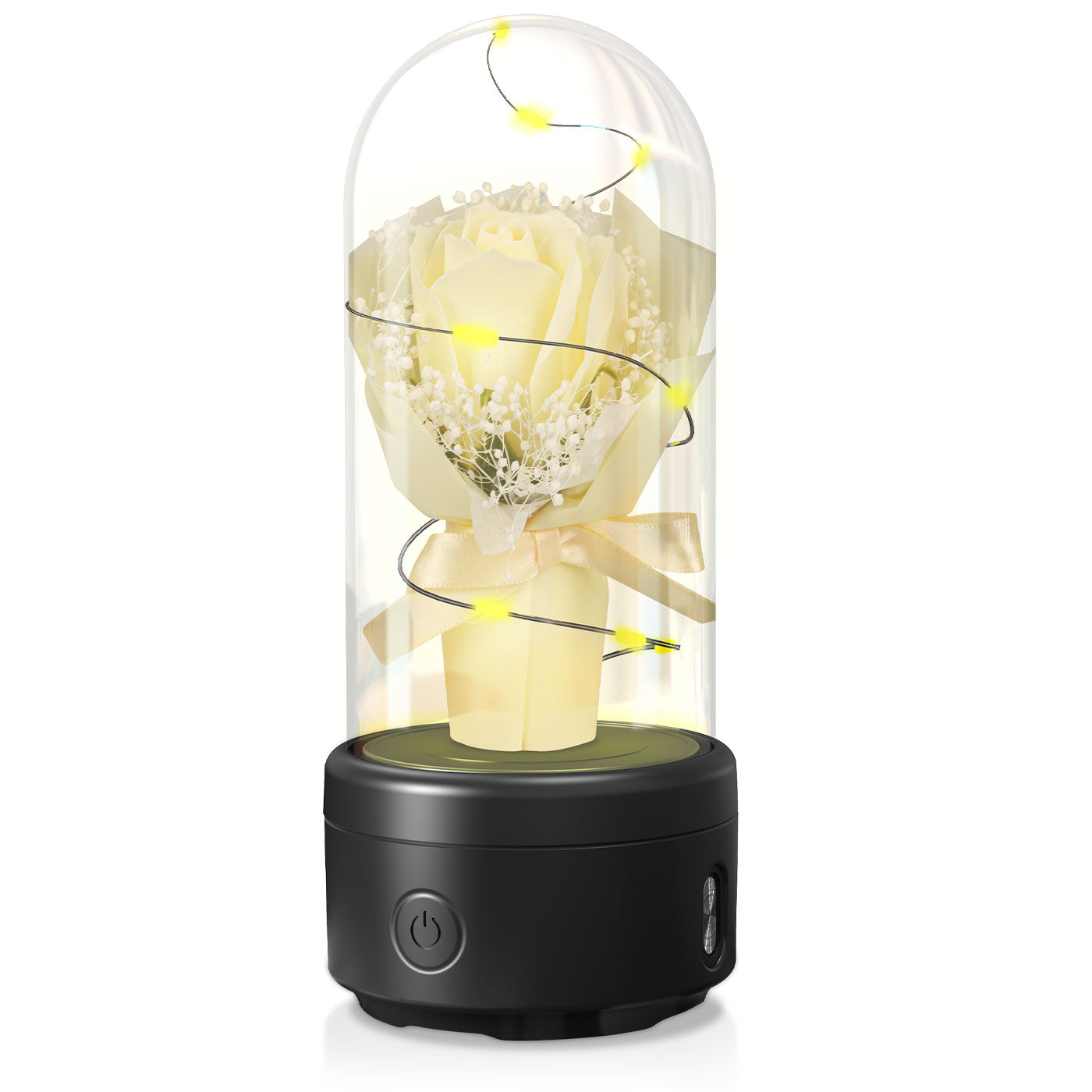 Love Gift 2-in-1 Bouquet LED Light & Bluetooth Speaker Special Gift Rose In Glass Cover
